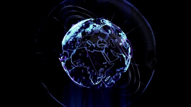 Global network technology. Futuristic world map. presentation Concept of planet Earth. 3D rendering.