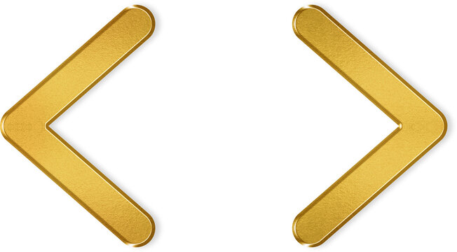 Reflective gold code brackets icon for premium software development branding and luxury programming symbols