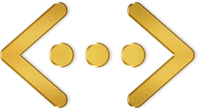 Reflective gold code working icon with ellipses for premium software processing and luxury development status