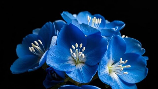 A close-up view of vibrant blue bellflowers in full bloom
