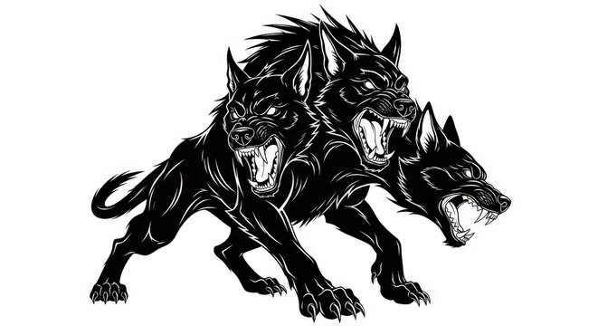 Cerberus Three-Headed Dog Illustration