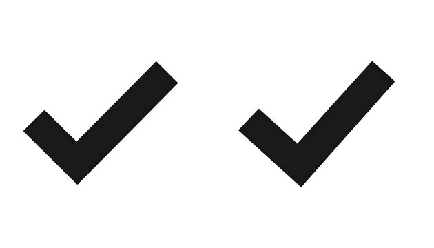 Two identical dark gray checkmarks are set against a white backdrop