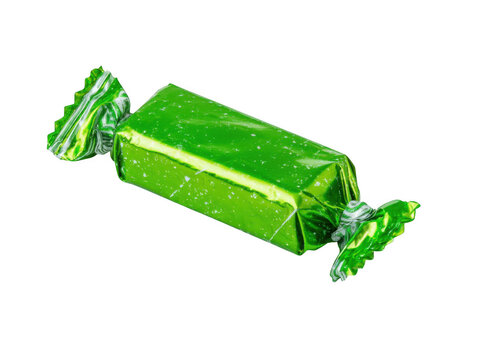 Vibrant green wrapped candy bar isolated on transparent background