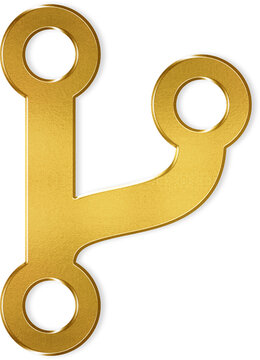 Reflective gold git branch icon for premium software development branding and luxury version control symbols