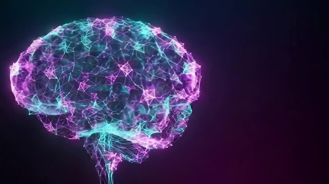 Abstract illustration of a digital brain with glowing connections  