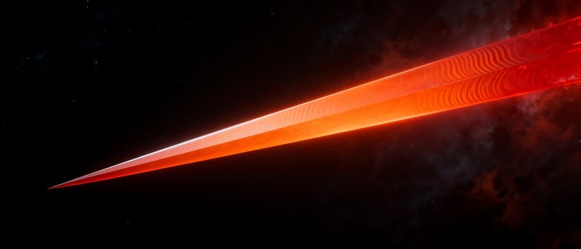 Red Laser Beam in Space with Nebula Background