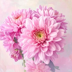 Fototapeta premium A vibrant bouquet of pink flowers against a soft, pastel background