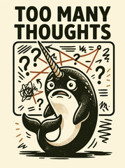 Confused narwhal with question marks. © MuhArif