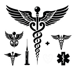 Fototapeta premium caduceus medical icons