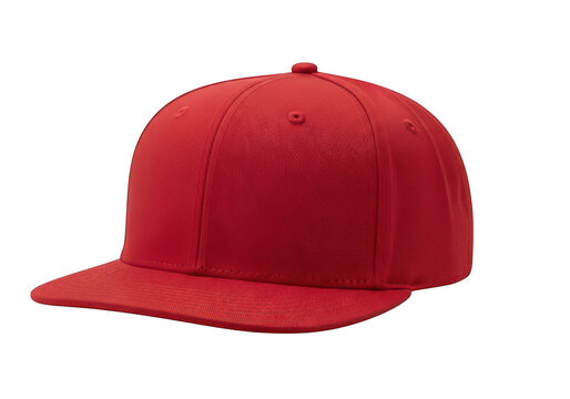 Classic red baseball cap with flat brim and curved visor