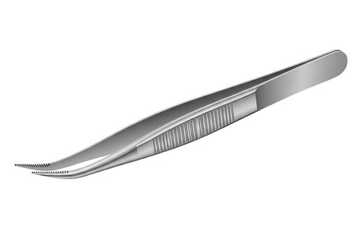 Stainless steel surgical forceps with serrated gripping tips