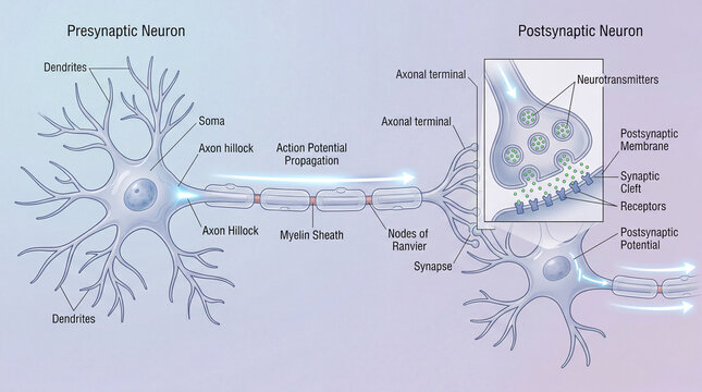Understanding the connection between presynaptic and postsynaptic neurons in the nervous system