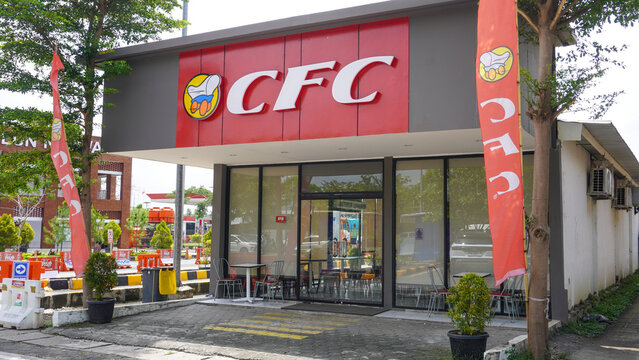 One of the fast food restaurant named California Fried Chicken (CFC) is one of the company trademark of PT. Pioneerindo Gourmet International. CFC in rest area toll.  Jakarta, Indonesia.
