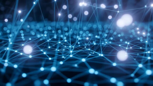 futuristic digital network with dynamic data flows and interconnected nodes, perfectly capturing the abstract and tech-driven