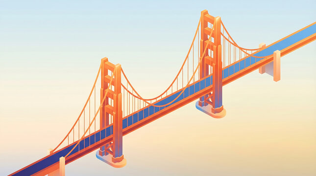 Isometric Vector Illustration of the Golden Gate Bridge San Francisco