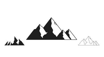 A striking black silhouette of a mountain range evokes feelings of ambition, challenge, and reaching new heights. Ideal for motivational marketing or  © Atmojo