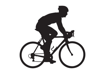 Fototapeta premium Professional cyclist riding a road bike silhouette isolated on a white background vector art