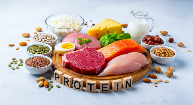 A plate of protein rich foods