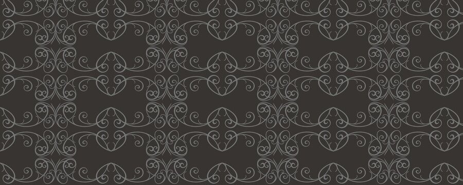 Elegant Silver Filigree Swirl Pattern on Dark Charcoal