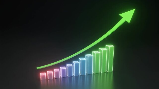 A glowing arrow pointing towards a series of illuminated cubes.