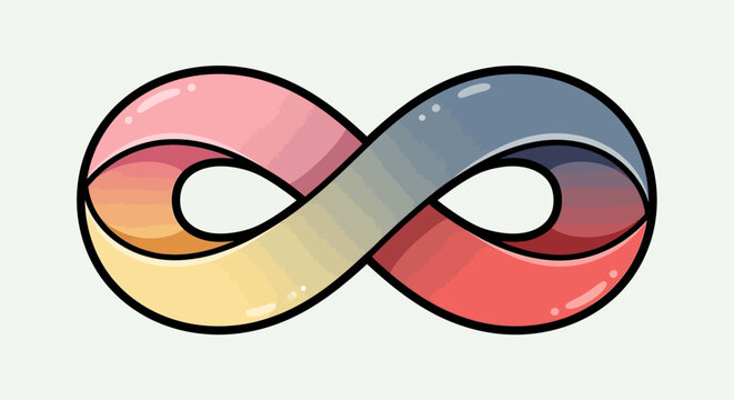 The infinity symbol, a representation of endlessness, often used in mathematics and spirituality, illustrated with a gradient of warm and cool colors