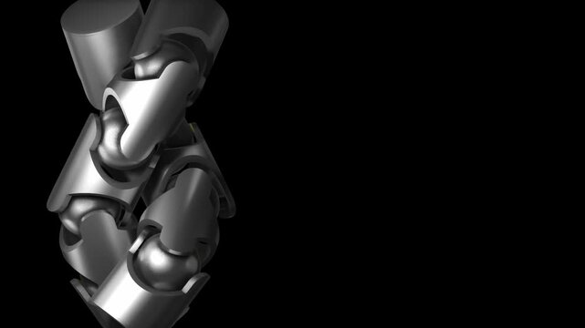 Vertical arrangement of polished steel mechanical links with soft highlights illustrating high performance engineering and reliability