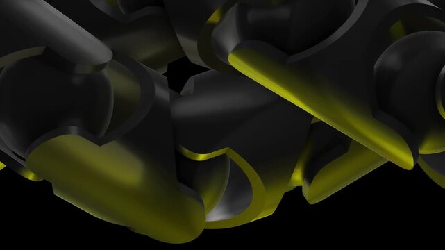 Detail shot of black mechanical hinges with high contrast yellow glow representing the core mechanics of artificial intelligence and robotics