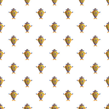Decorative samovar tea urns creating a repetitive pattern for background design