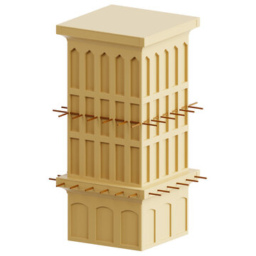 Isometric View of a Traditional Wind Tower