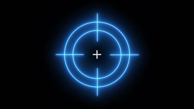 Glowing neon target icon animation. Military training , Military target icon animation .Crosshair, gun aim, sniper target, bullseye, hunting, target audience. 4k video