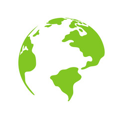 Minimal Green Earth Globe Icon with Simplified Continents Isolated on Transparent Background for Eco and Global Concept Design © ket4up