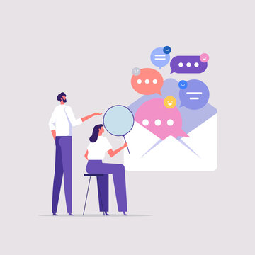 Analysis on customer feedback concept, brand reputation or positive review, rating or survey, business people analyze feedback or review from customer