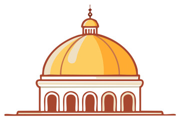Naklejka premium Golden dome architecture illustration featuring decorative arches and a prominent finial