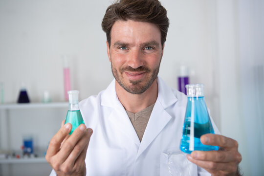 young male researcher carrying out scientific research