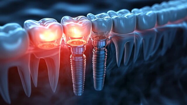 titanium dental implants in the jawbone
