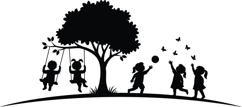 Children playing outside on a sunny day