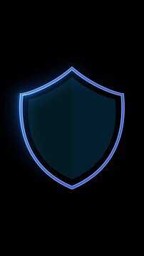 Glowing digital shield. Concept of cybersecurity, encryption, privacy protection and secure online technology concept
