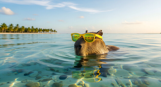 capybara in the sea