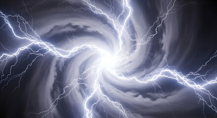 Fototapeta premium Abstract Swirling Vortex with Lightning Strikes and Dark Clouds