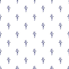 Fototapeta premium Stylized fish creating a modern repeating pattern on a white background