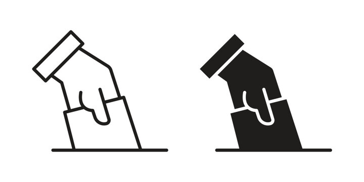 Ballot icon simple black and white line and clip art illustrations