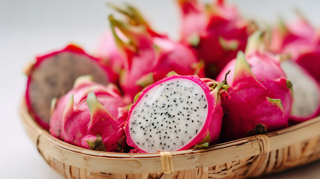 Red dragonfruits  in a basket