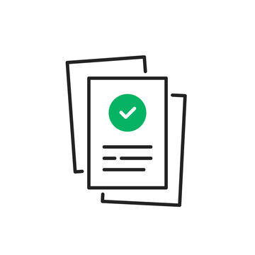 thin line confirmation or approved contract icon