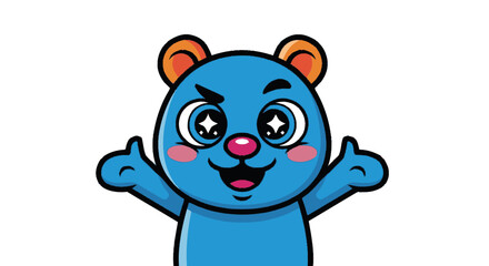 Obraz premium Cartoon bear character with raised arms on white background