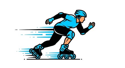 Fototapeta premium A person wearing rollerblades is skating on a white background