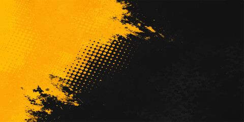 Abstract dynamic composition features striking contrast of bold yellow and black, creating visually engaging texture with grunge effects. © Graph Rover