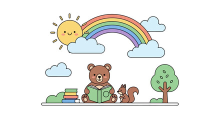 Fototapeta premium Brown Bear and Squirrel.