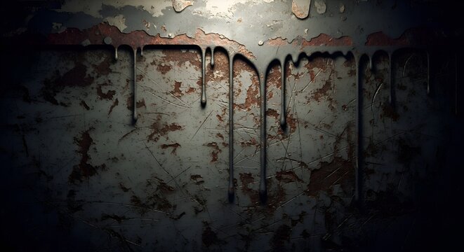 Dark Grunge Metal Texture with Dripping Effect - Industrial Background