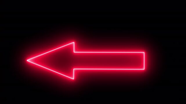animation a neon blue , red, and purple arrow pointing to the left on a dark background, often used for direction or navigation in graphic design and digital media