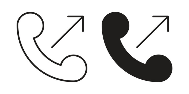 Call outgoing icon simple black and white line and clip art illustrations